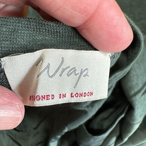 Wrap London Dress Green Short sleeve Hemp Silk Organic Cotton Sz 4 - Picture 5 of 10